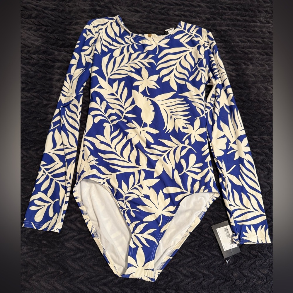 Kate Spade New York Long sleeve floral print one piece swimsuit